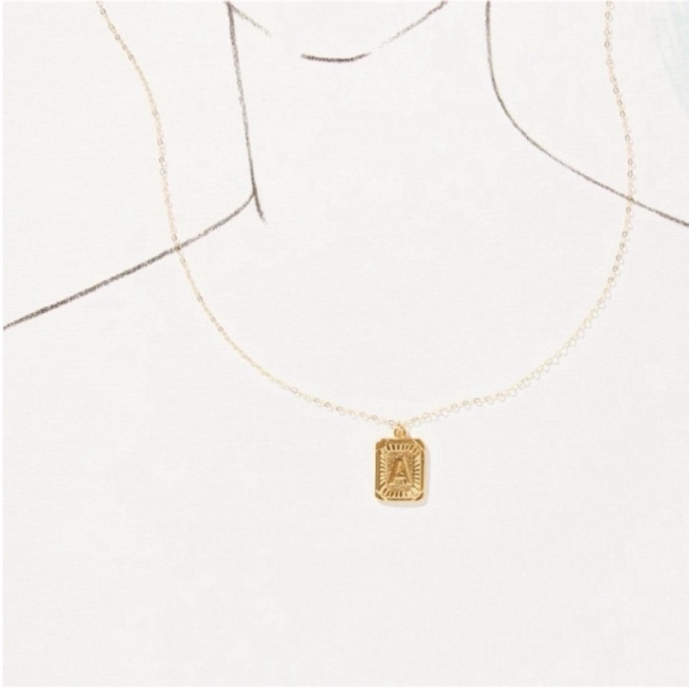 NWOT Anthropologie Whim Gold Monogram Initial Pendant Necklace (B) - Picture 3 of 4